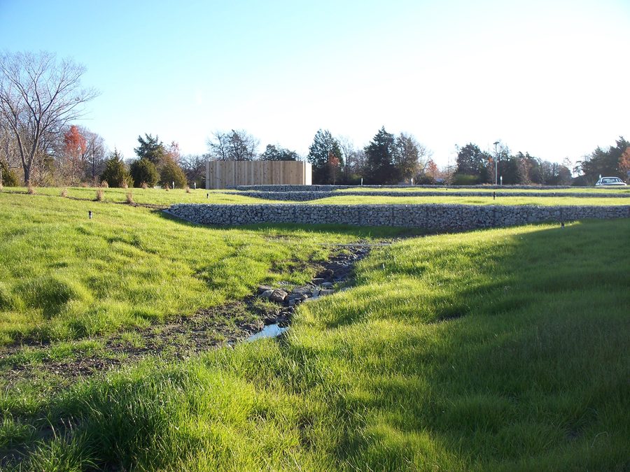 Built landscape and circulation at Prairie Creek Branch Library.