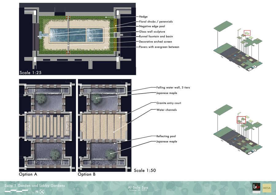 Suite and lobby garden study for Al Safa Spa.