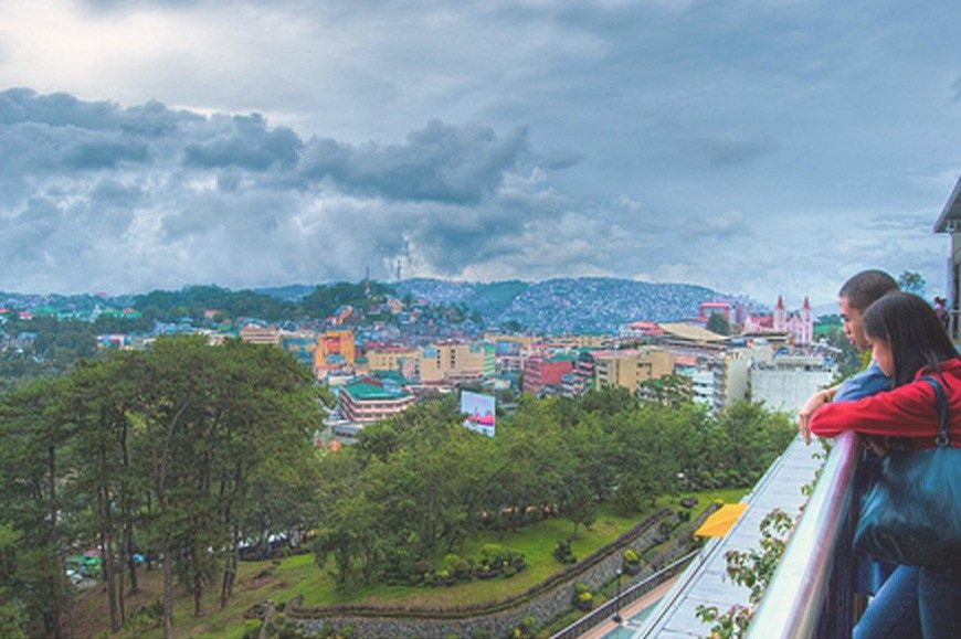 Visitors overlooking Baguio from SM City.