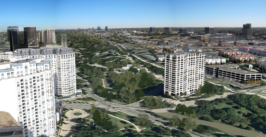 The theater site in relation to Turtle Creek and the surrounding city.