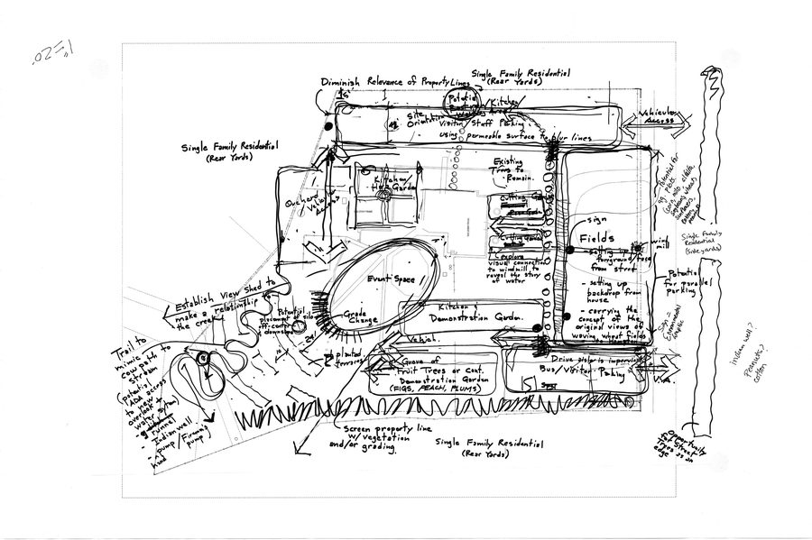 Working sketch from the Nance Farm master-planning process.