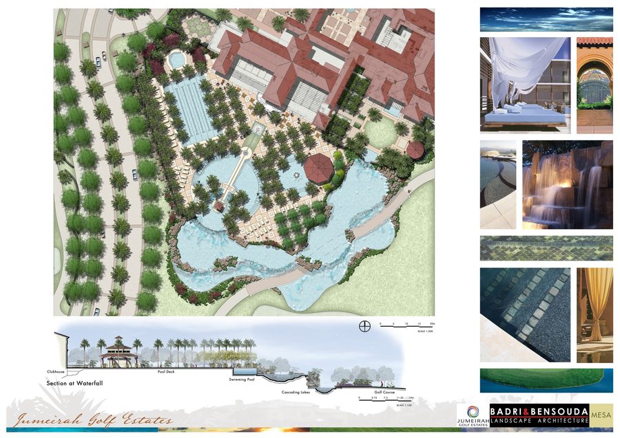 Pool-deck landscape plan for Jumeirah Golf Estates.