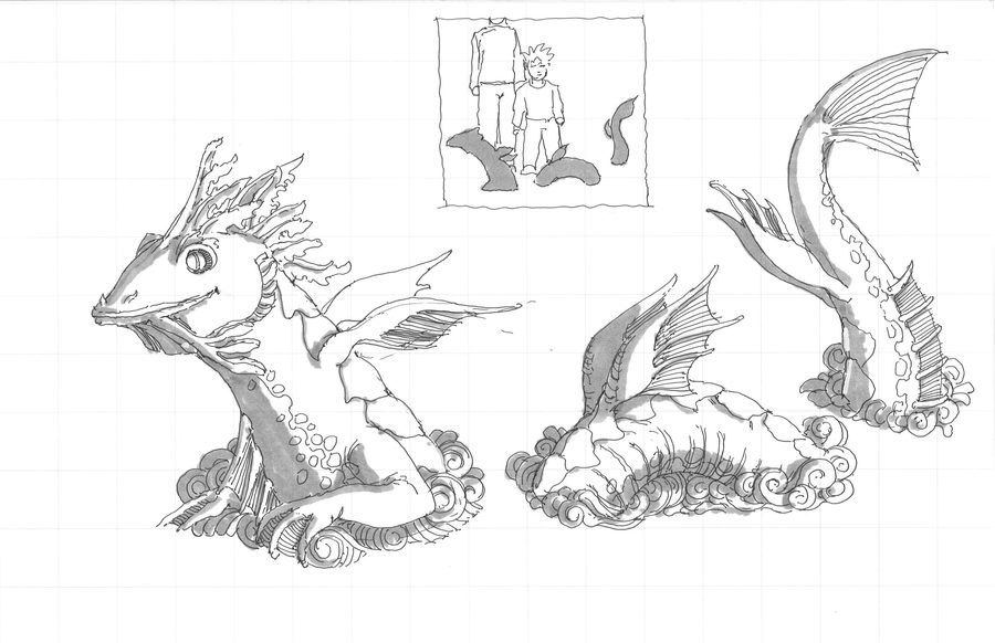 Dragon play-feature sketch for the Children’s Garden.