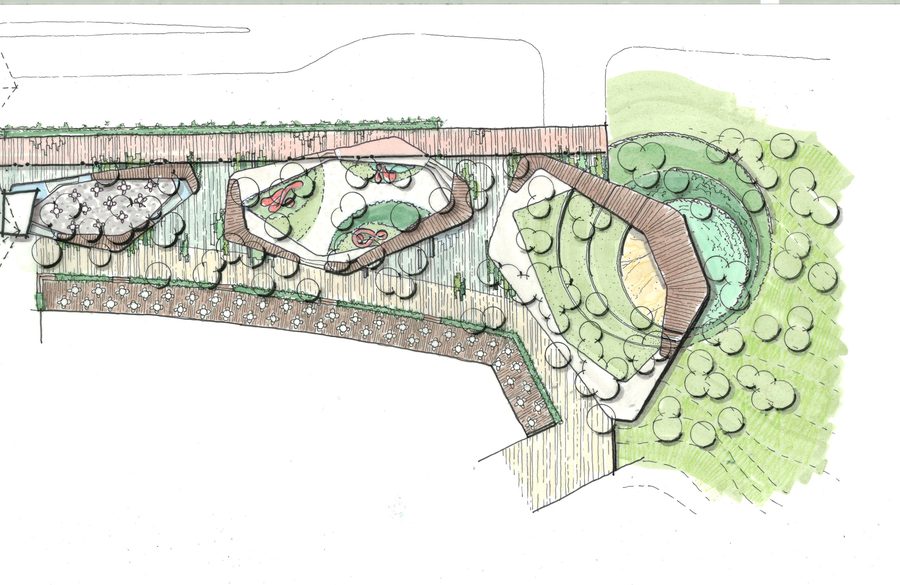 Detailed concept study for the SM City Baguio Sky Garden.