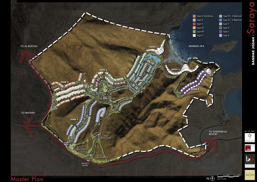 Master plan for Saraya Bandar Jissah near Muscat, Oman.