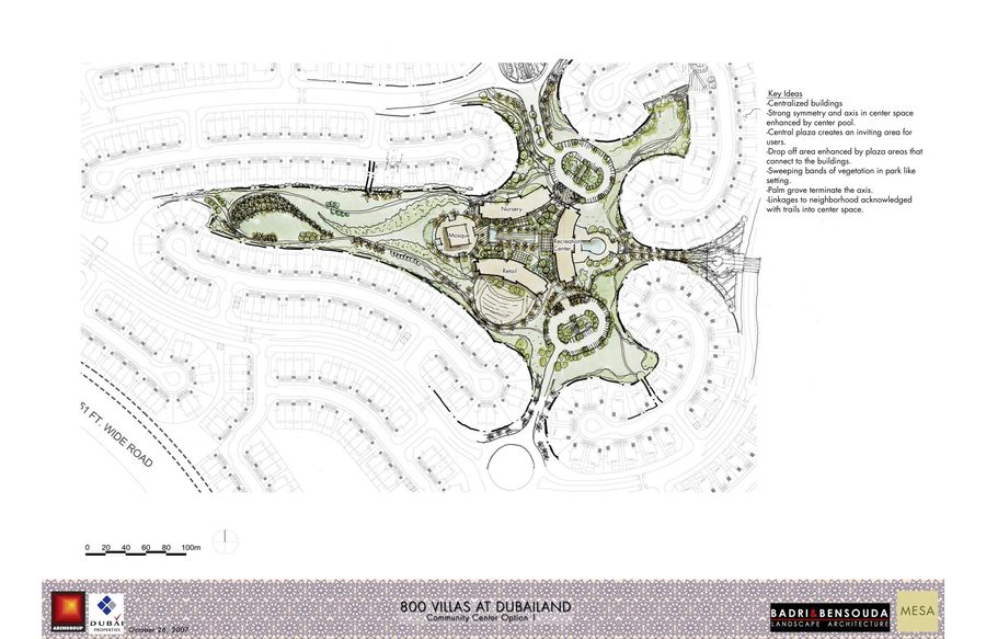 Option 1 open-space study for 800 Villas.