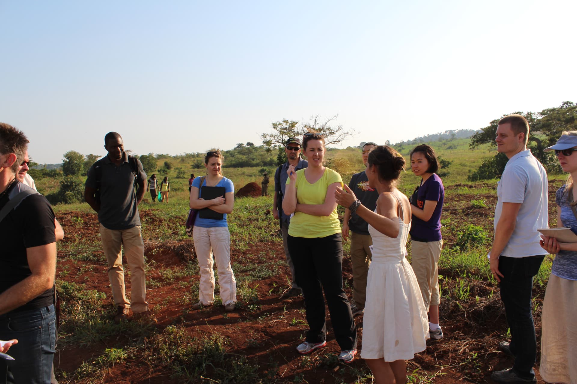 The design team walking the site