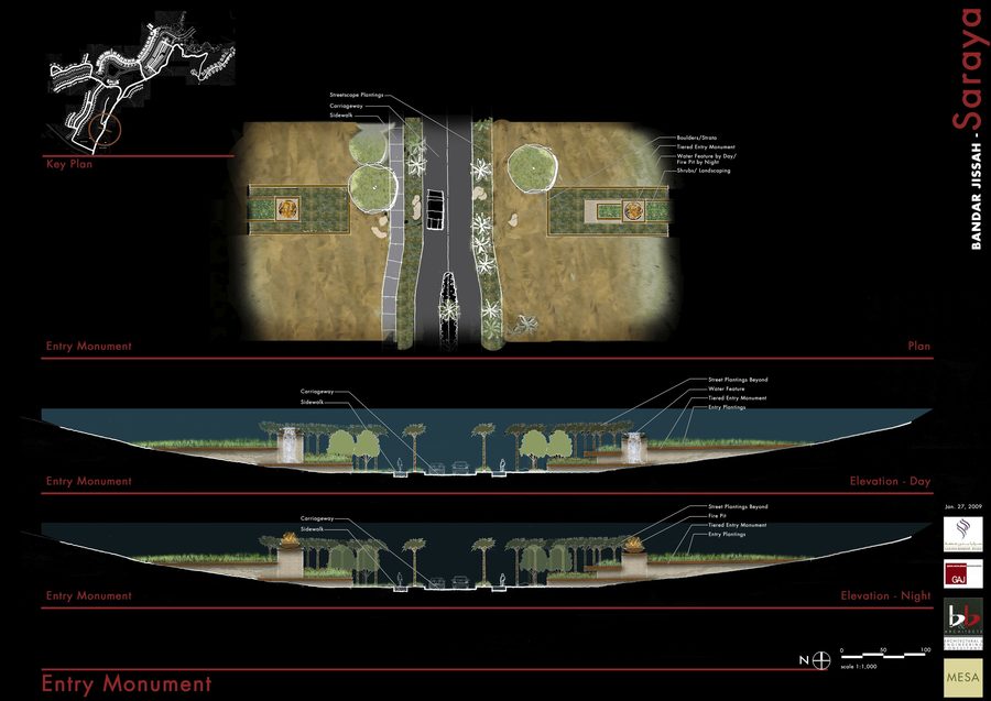 Entry monument study for Saraya Bandar Jissah.