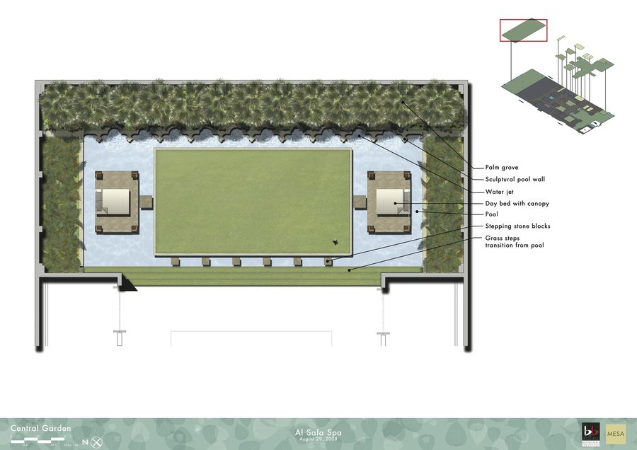 Central garden plan for Al Safa Spa.